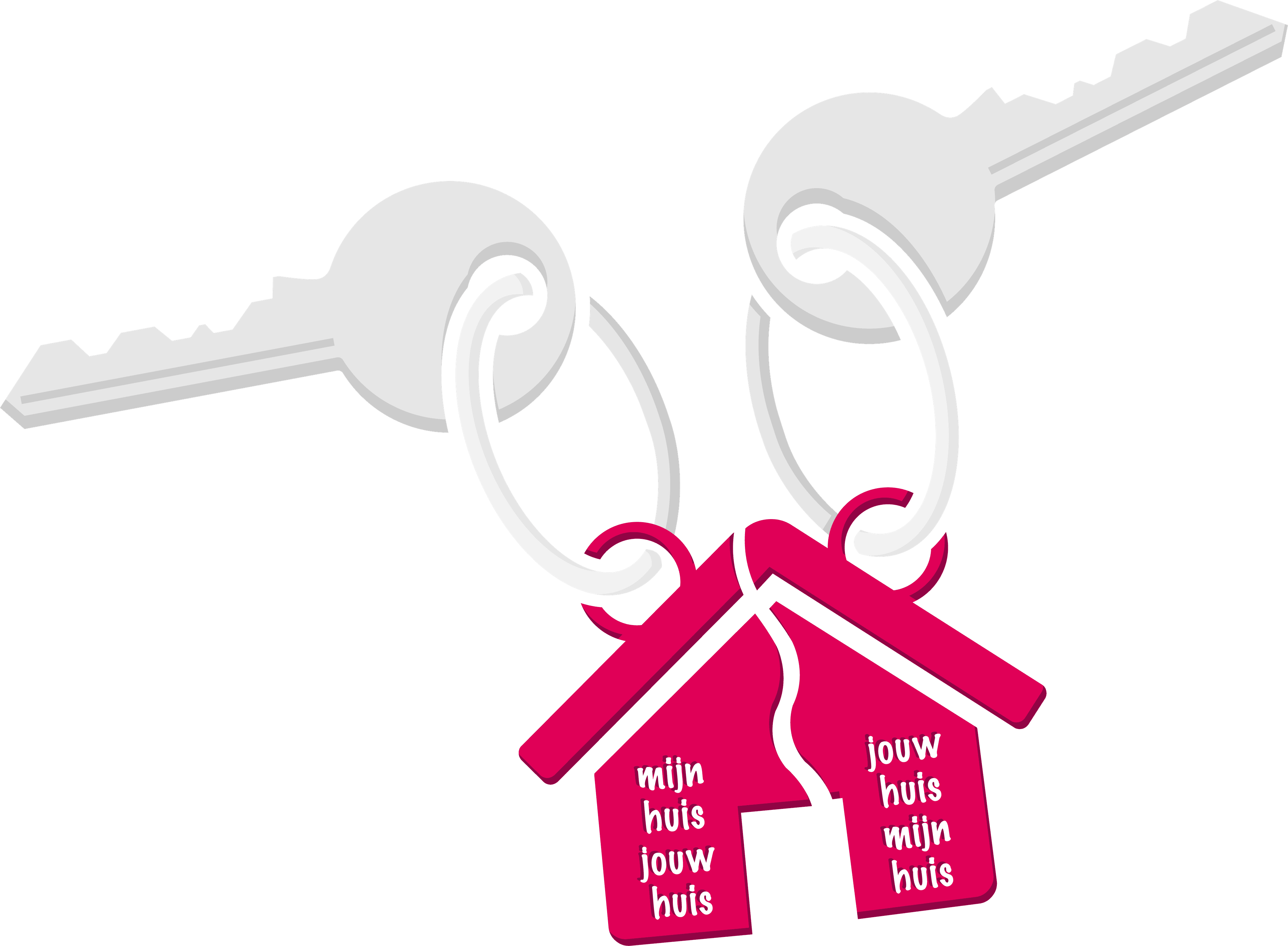 Logo van WoningDelen: Twee sleutels met een huis