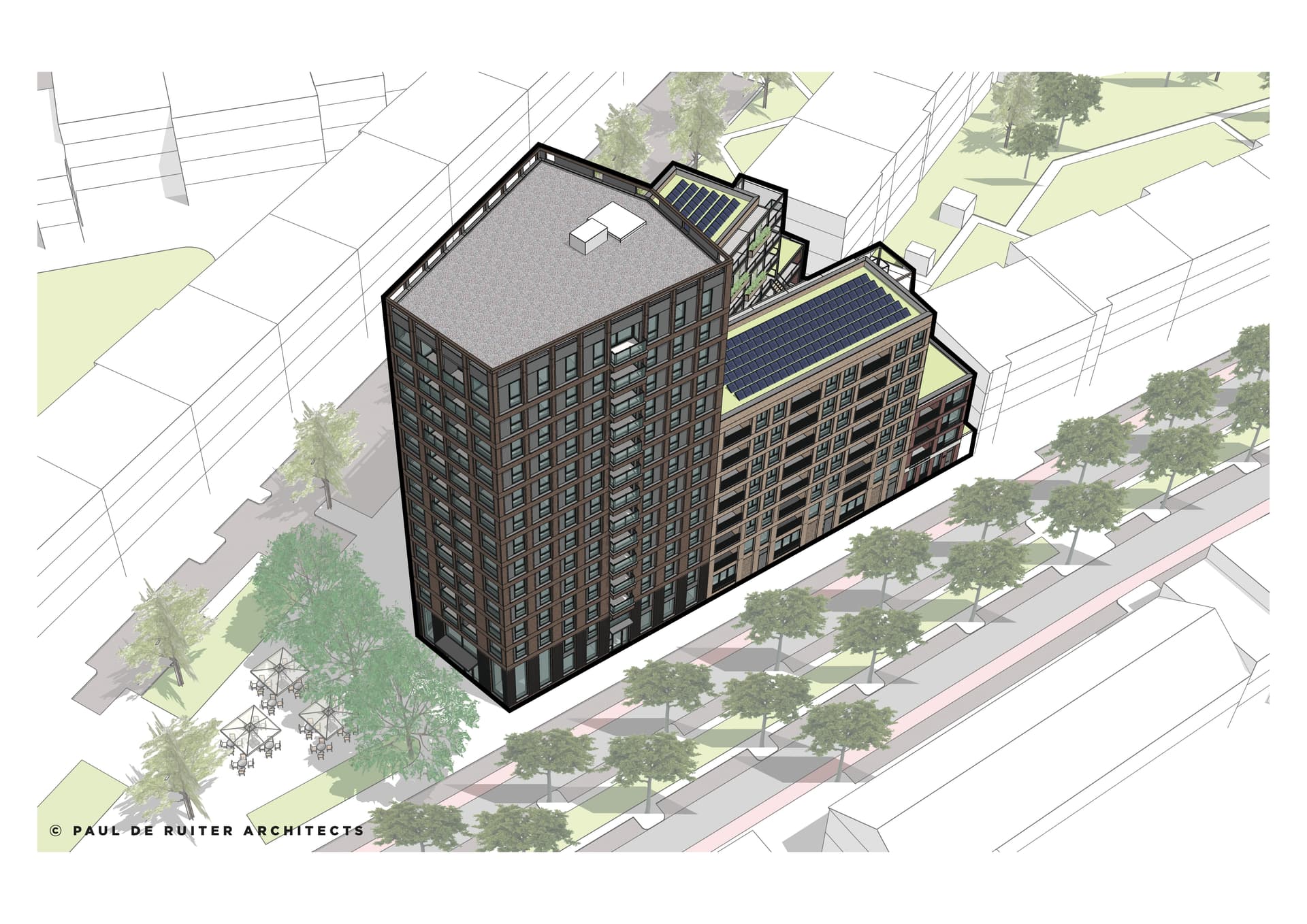 Bovenaanzicht plan gebouw Dukdalf