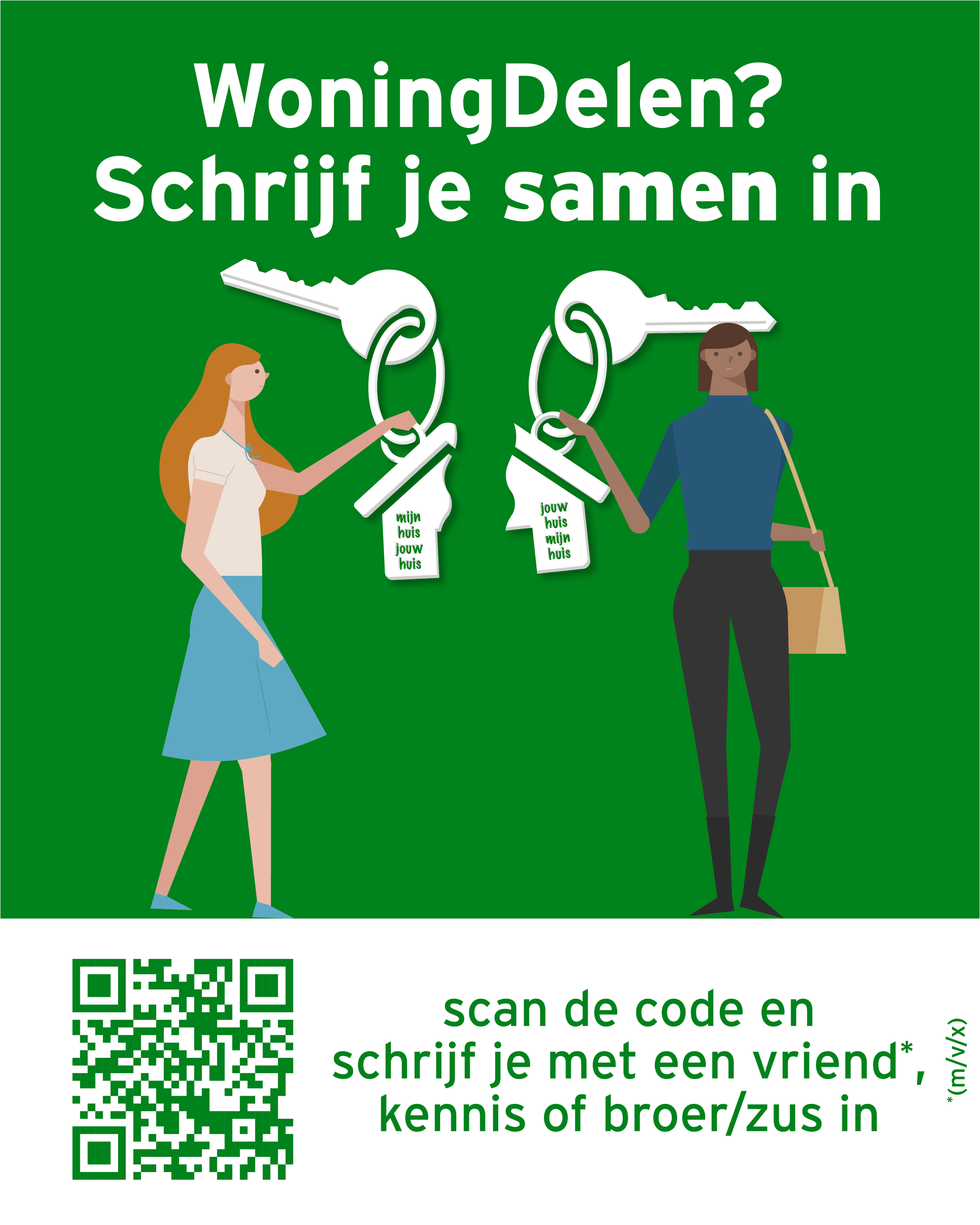 Afbeelding WoningDelen met QR-code om aan te melden