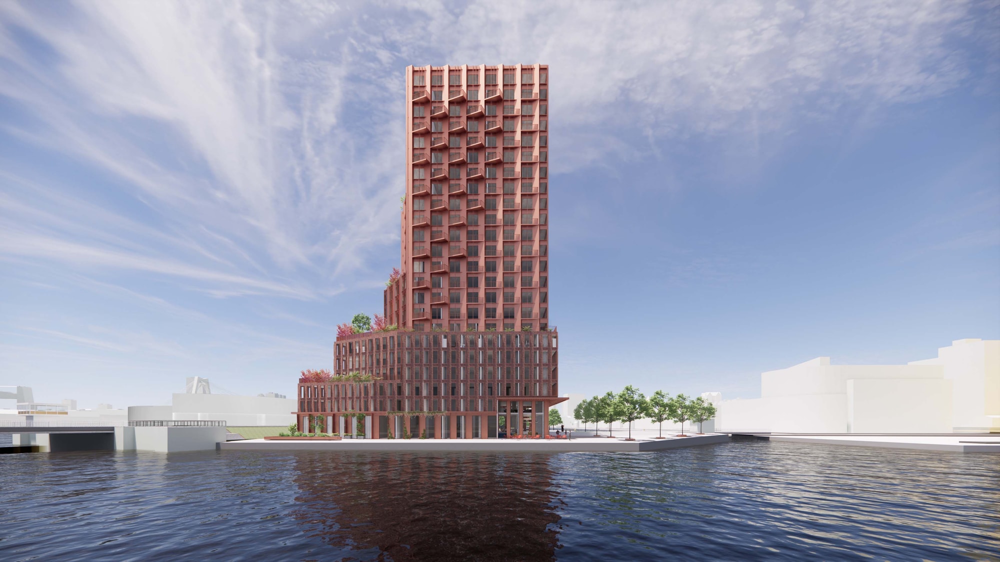 Stadswonen Hoge Wiek aanzicht vanaf het water