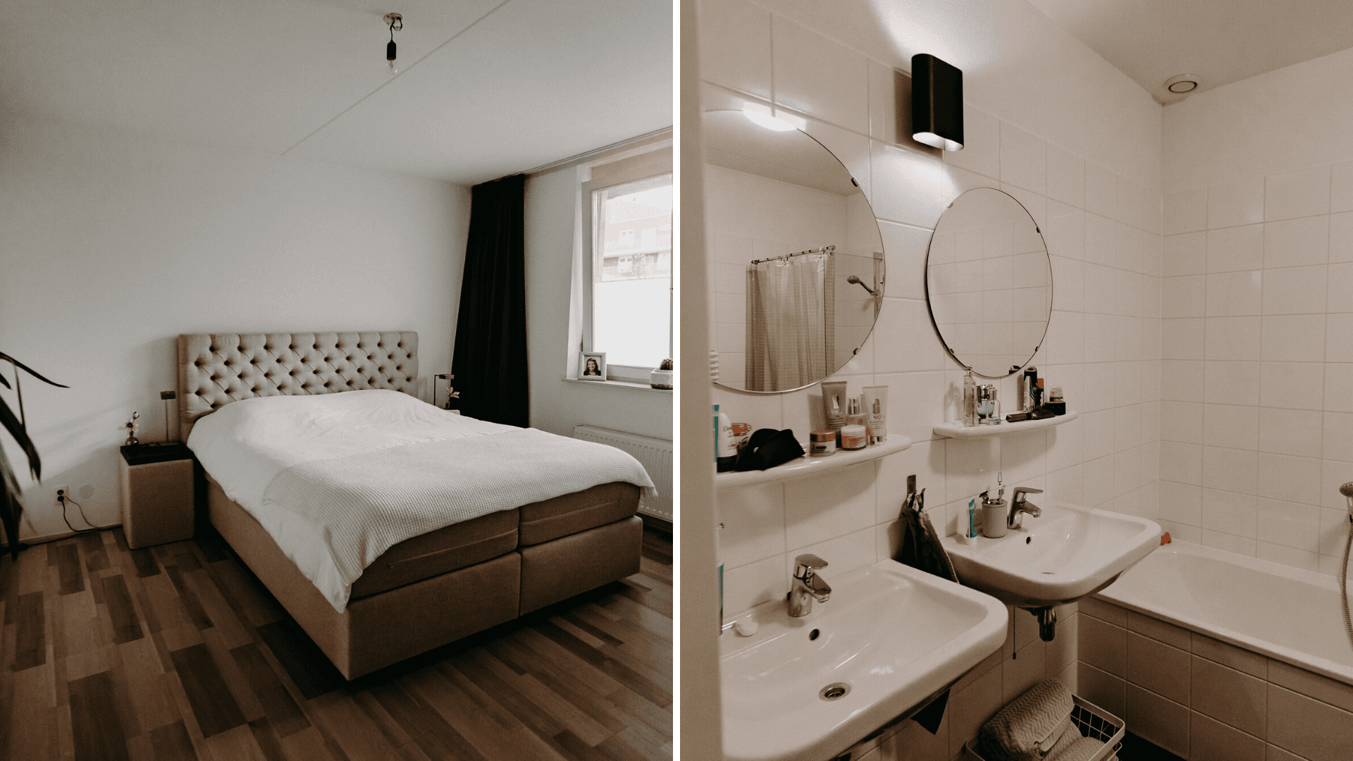 Slaapkamer en badkamer