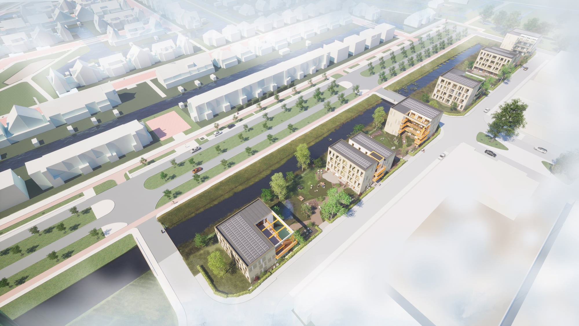 Artistieke impressie het ontwerp van gebouwen vanuit de lucht