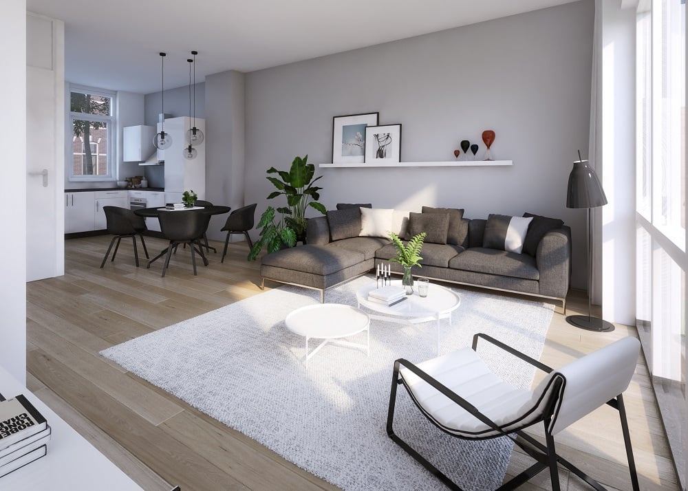 Impressie woonkamer nieuwbouwproject Noordbest