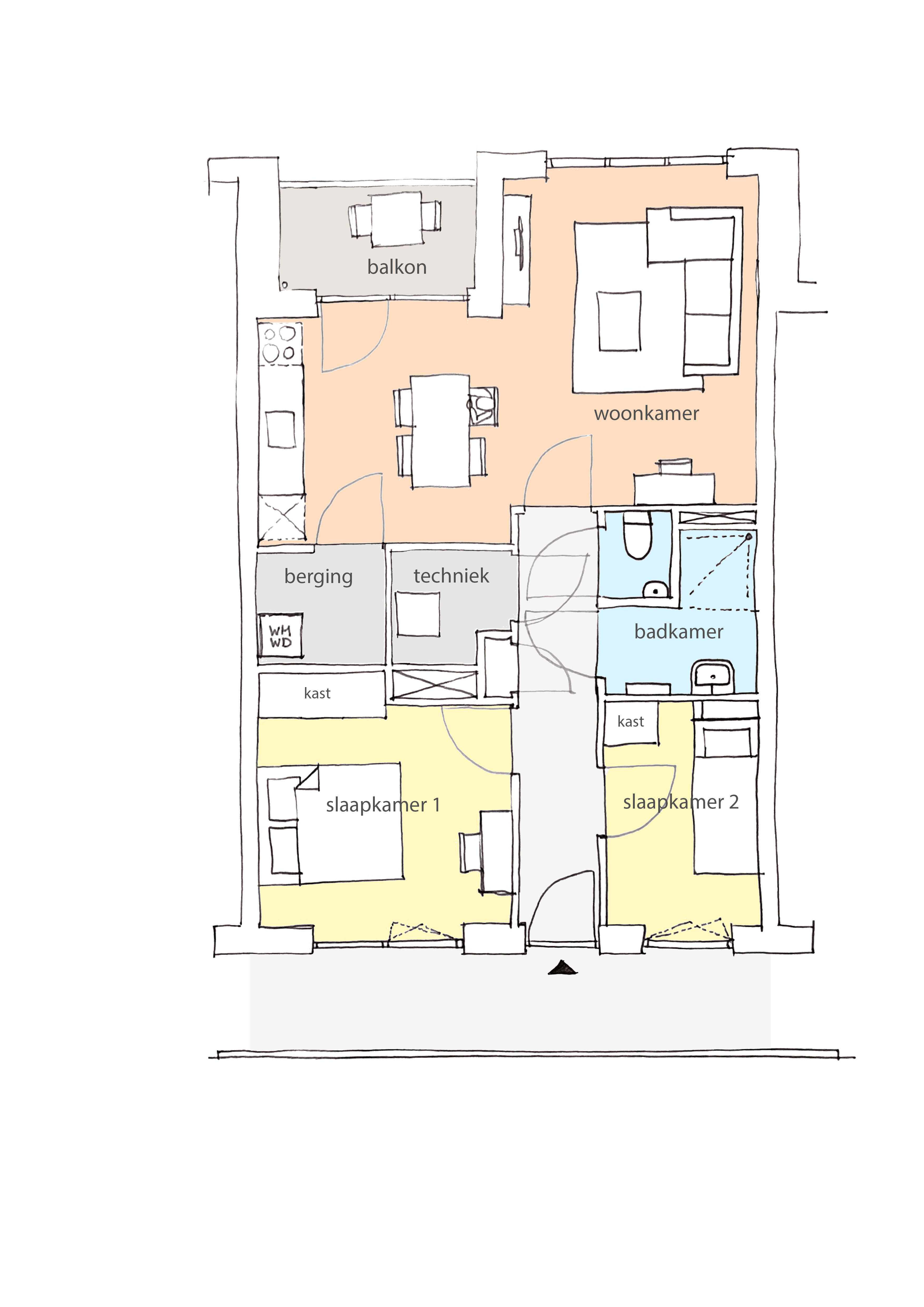 Plattegrond 3-kamerwoning loggia